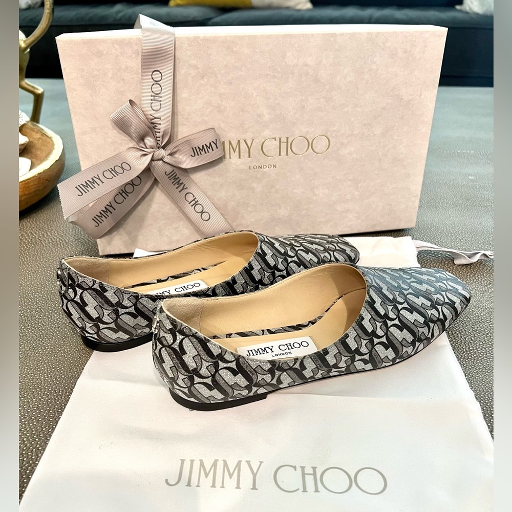 Jimmy Choo Black and Gray Flats